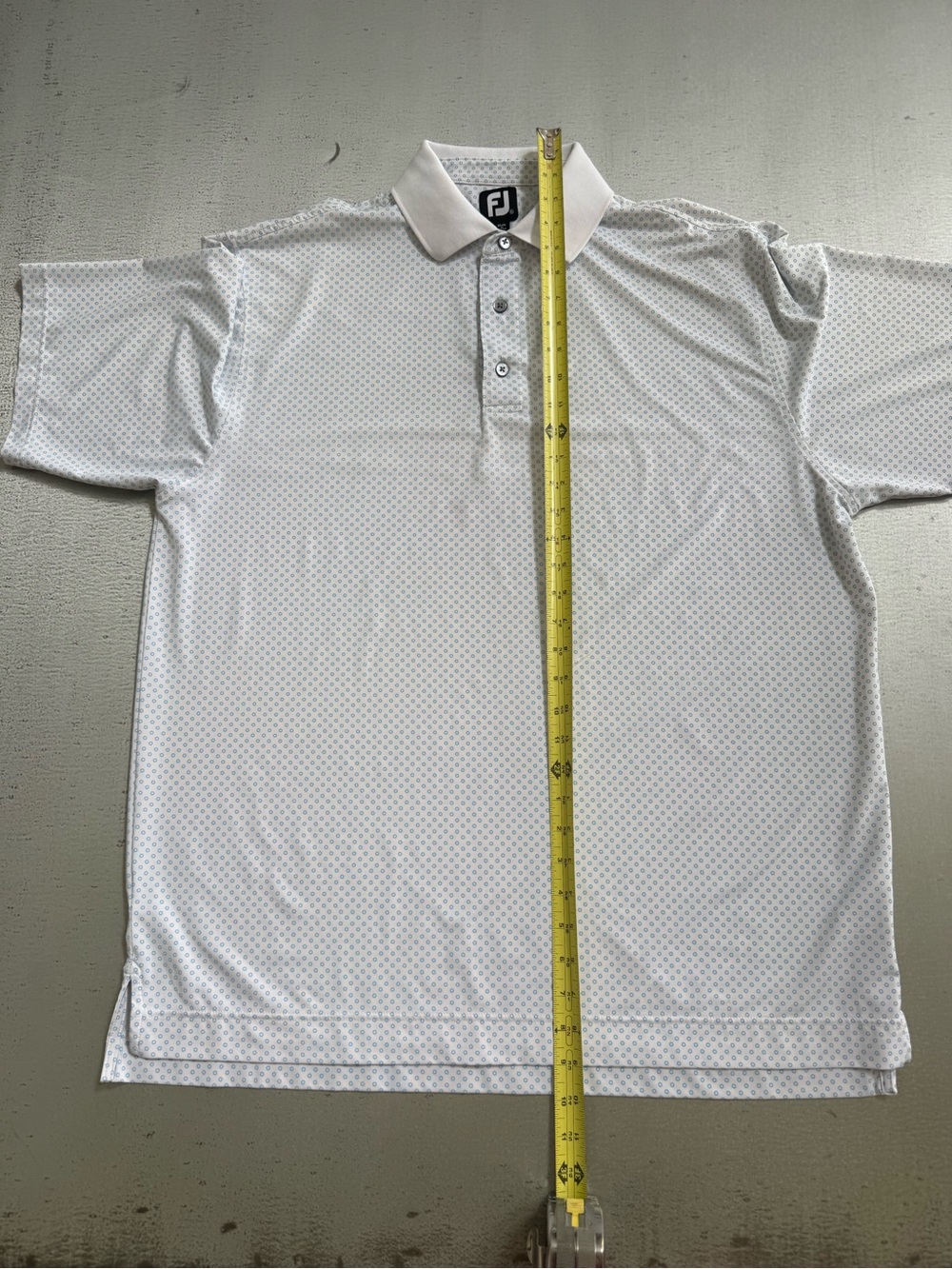 FootJoy White Polo with Light Blue Dot Pattern - Picture 10 of 15